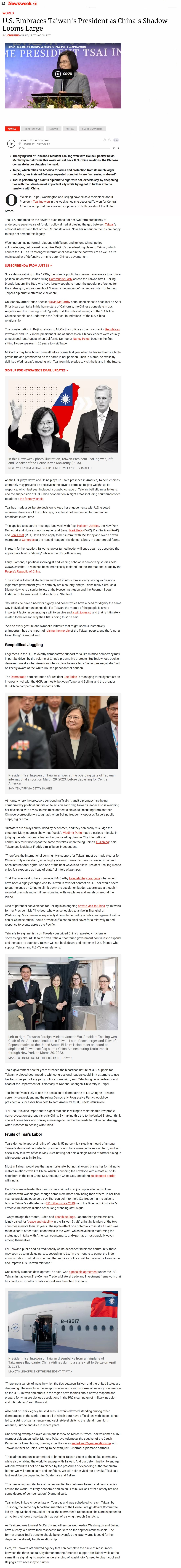 EE. UU. respalda a la Presidenta de Taiwán mientras la sombra de China se acrecienta