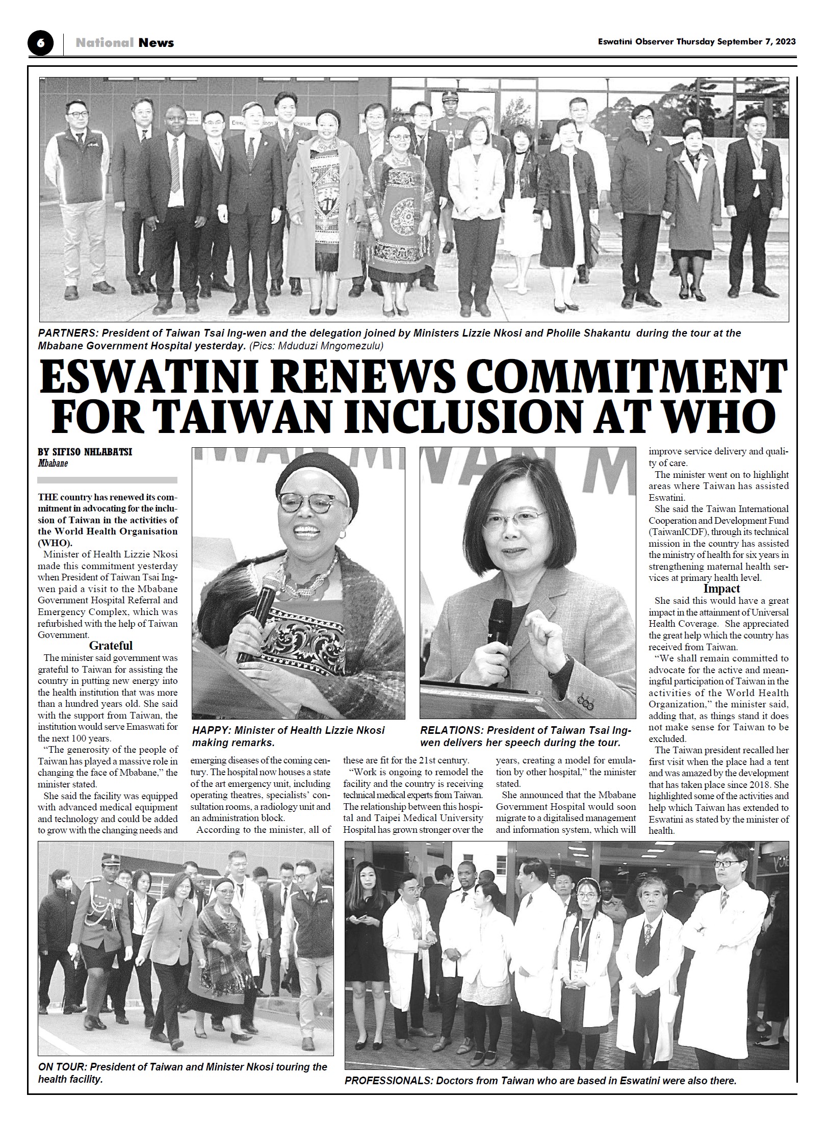 Eswatini renews commitment for Taiwan inclusion at WHO