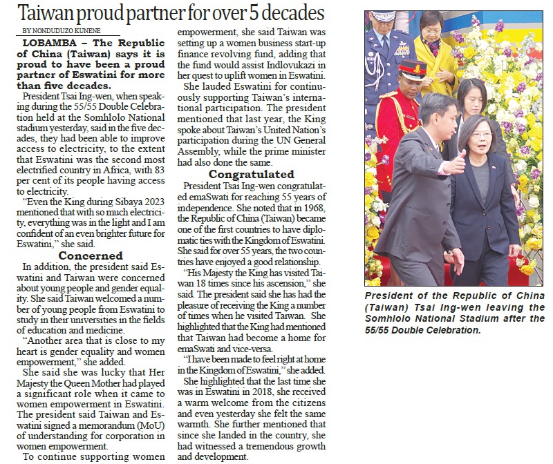 Taiwan proud partner for over 5 decades