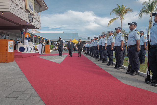 「海洋民主之旅」總統前往諾魯政府大樓，參加諾魯正式歡迎儀式