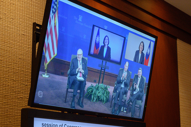 「海洋民主之旅」總統與華府智庫「傳統基金會」視訊會議