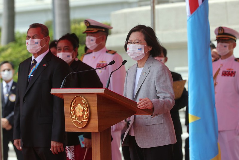 總統主持「軍禮歡迎吐瓦魯國總理拿塔諾伉儷」，並致詞